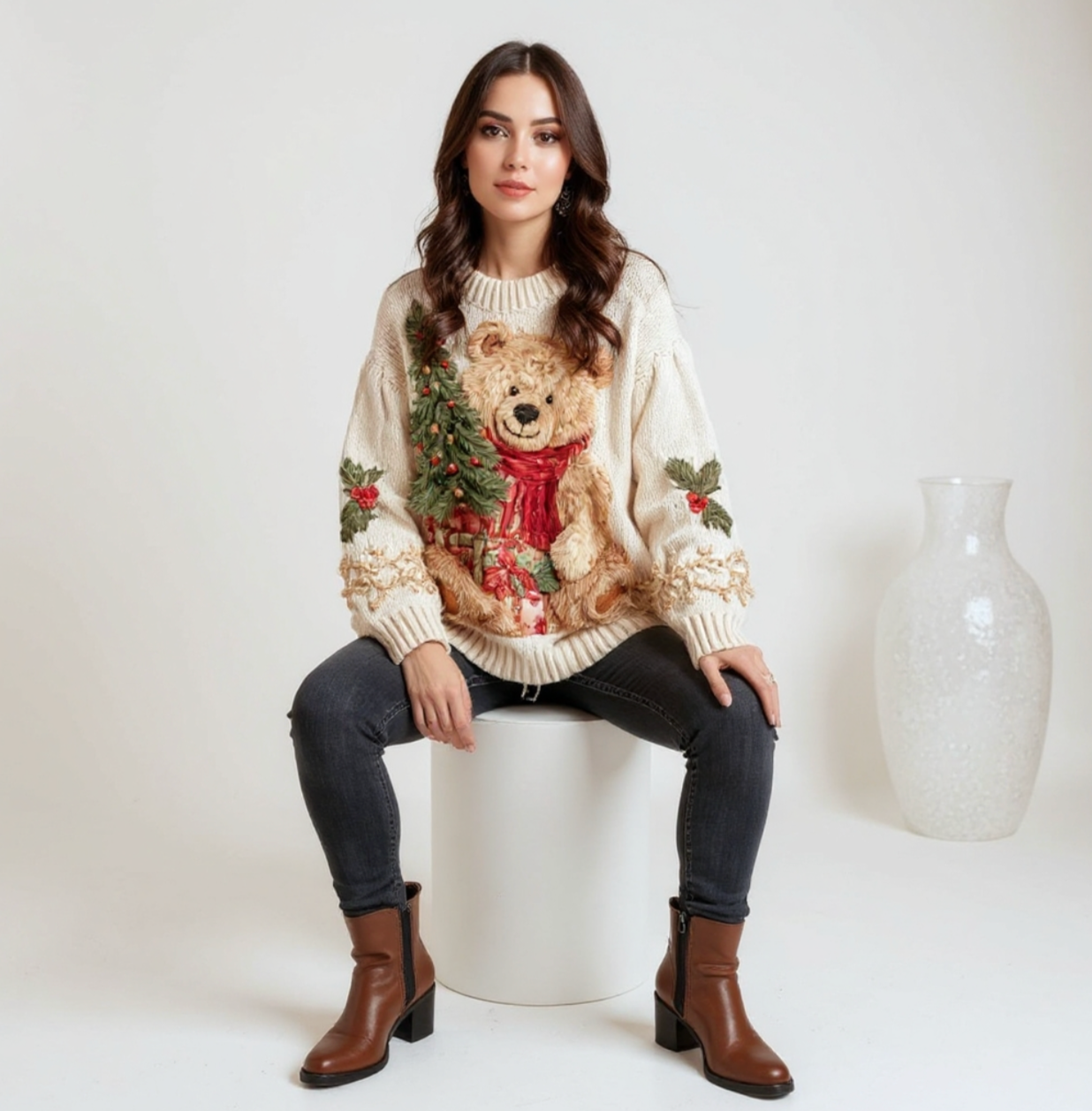 HOLLY | BEAR KNIT HOLIDAY SWEATER