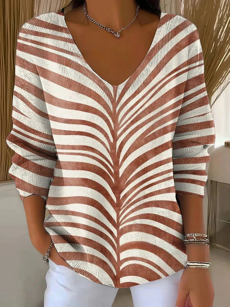 BENEDETTA | STRIPED KNIT V-NECK SWEATER