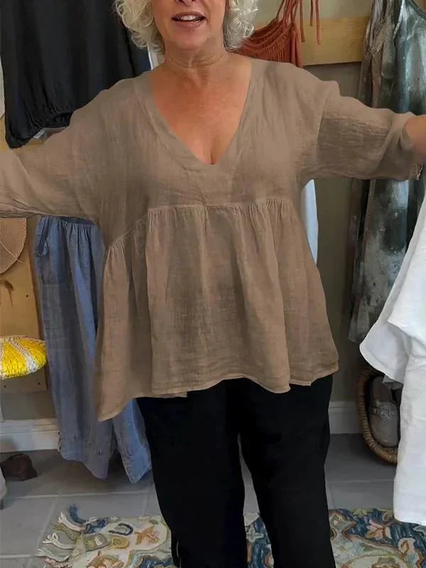 Melinda | V-neck Mid-sleeve Top