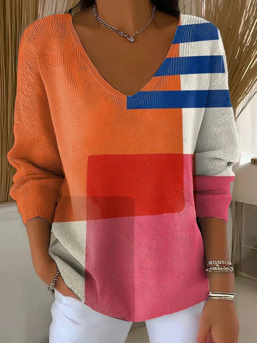 BENEDETTA | KNIT MULTICOLOR V-NECK SWEATER