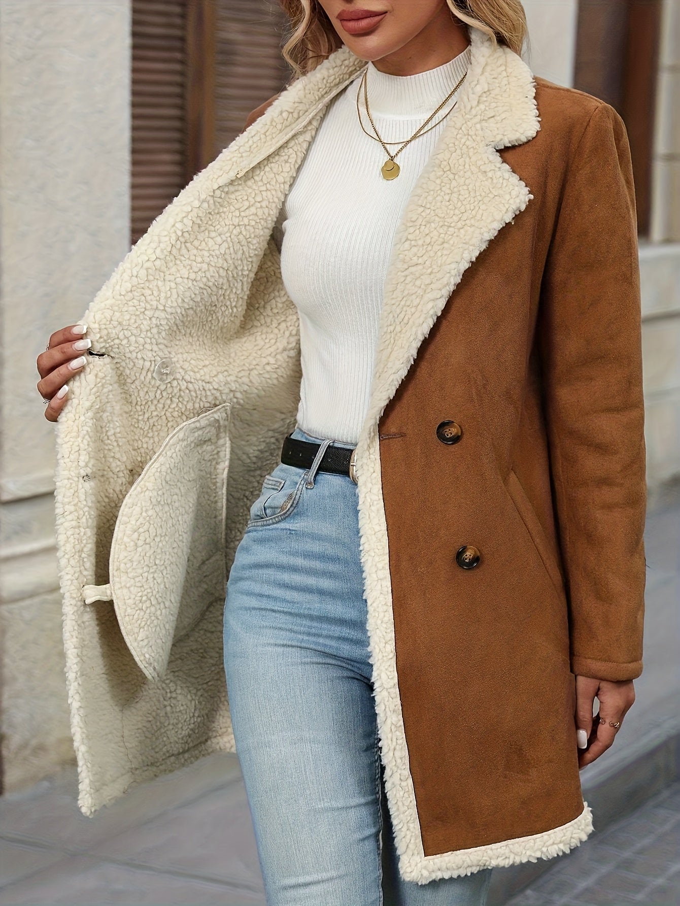 Vivienne | Shearling Double-Breasted Winter Jacket