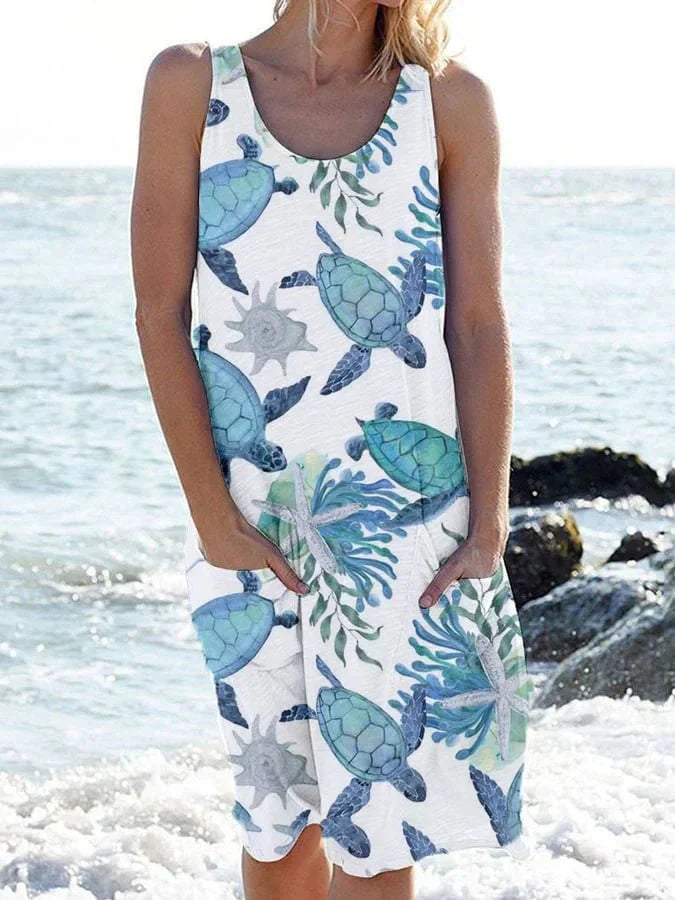 Juliana | Sleek Turtle Print Dress