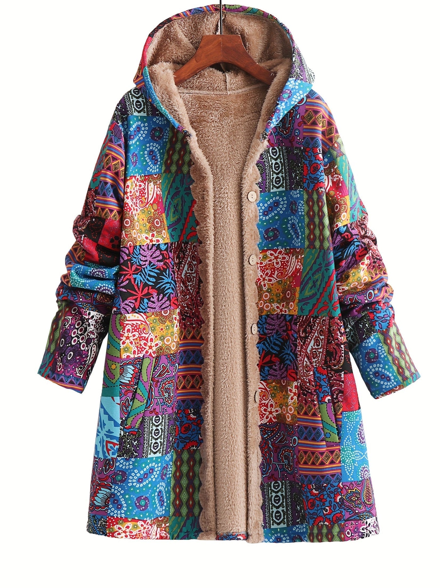 Maribel | Patchwork Coat Boho Hooded Winter Jacket