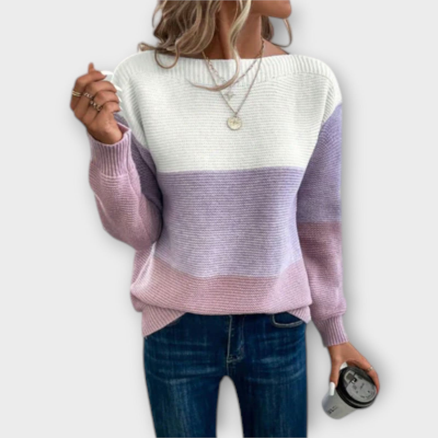 Elegant Three|Color Patchwork Sweater