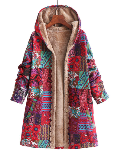 Maribel | Patchwork Coat Boho Hooded Winter Jacket