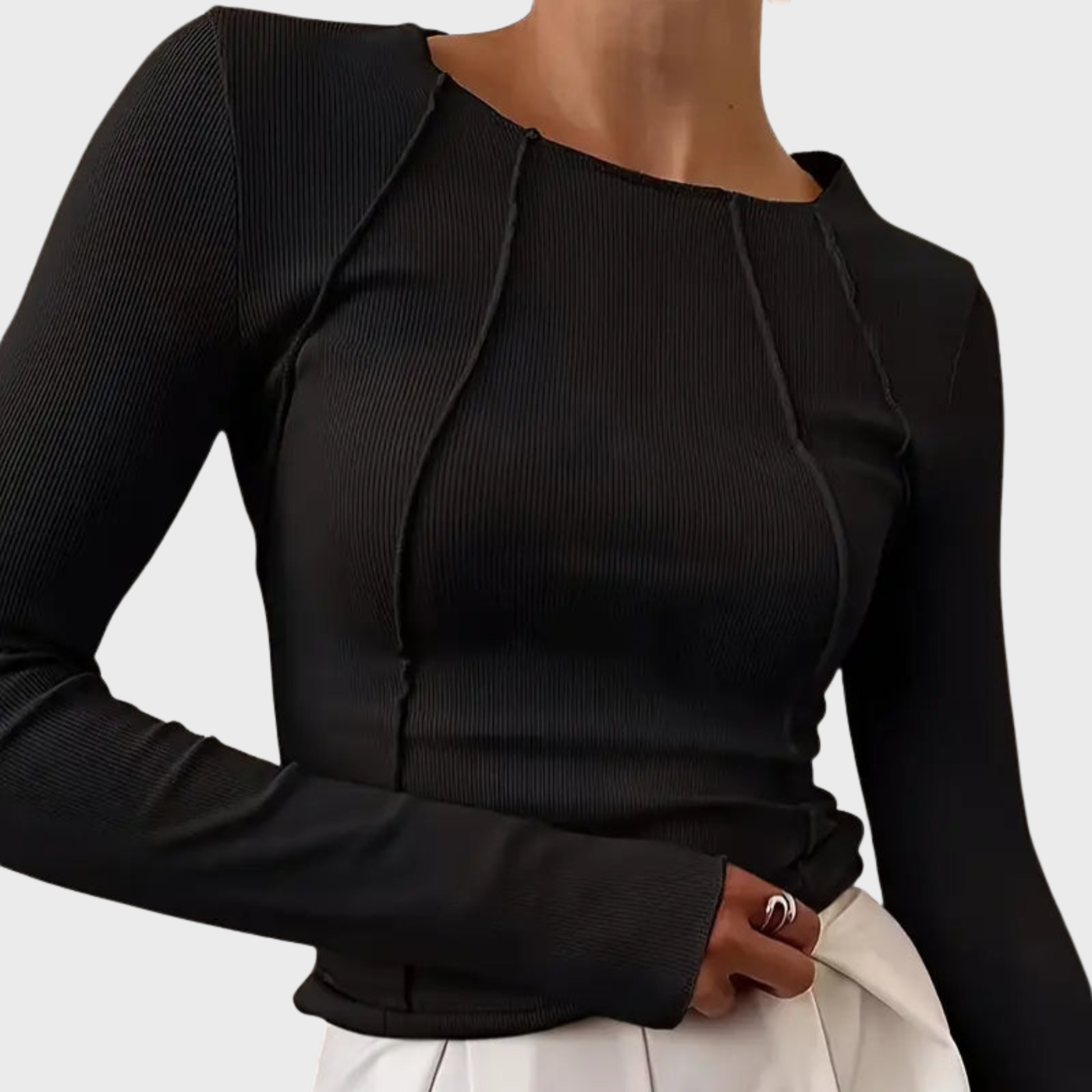 AISOLA | Stylish Fitted Top in Ribbed Fabric