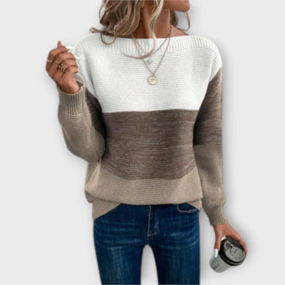 Elegant Three|Color Patchwork Sweater