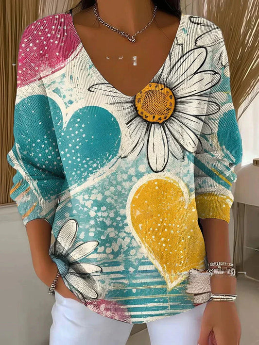 BENEDETTA | HEARTS KNIT V-NECK SWEATER