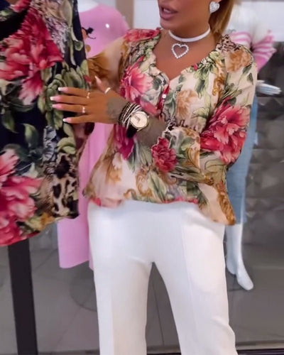 Elsie | Floral V-Neck Blouse