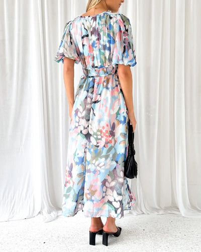 Carolina | Elegant Floral V-Neck Dress