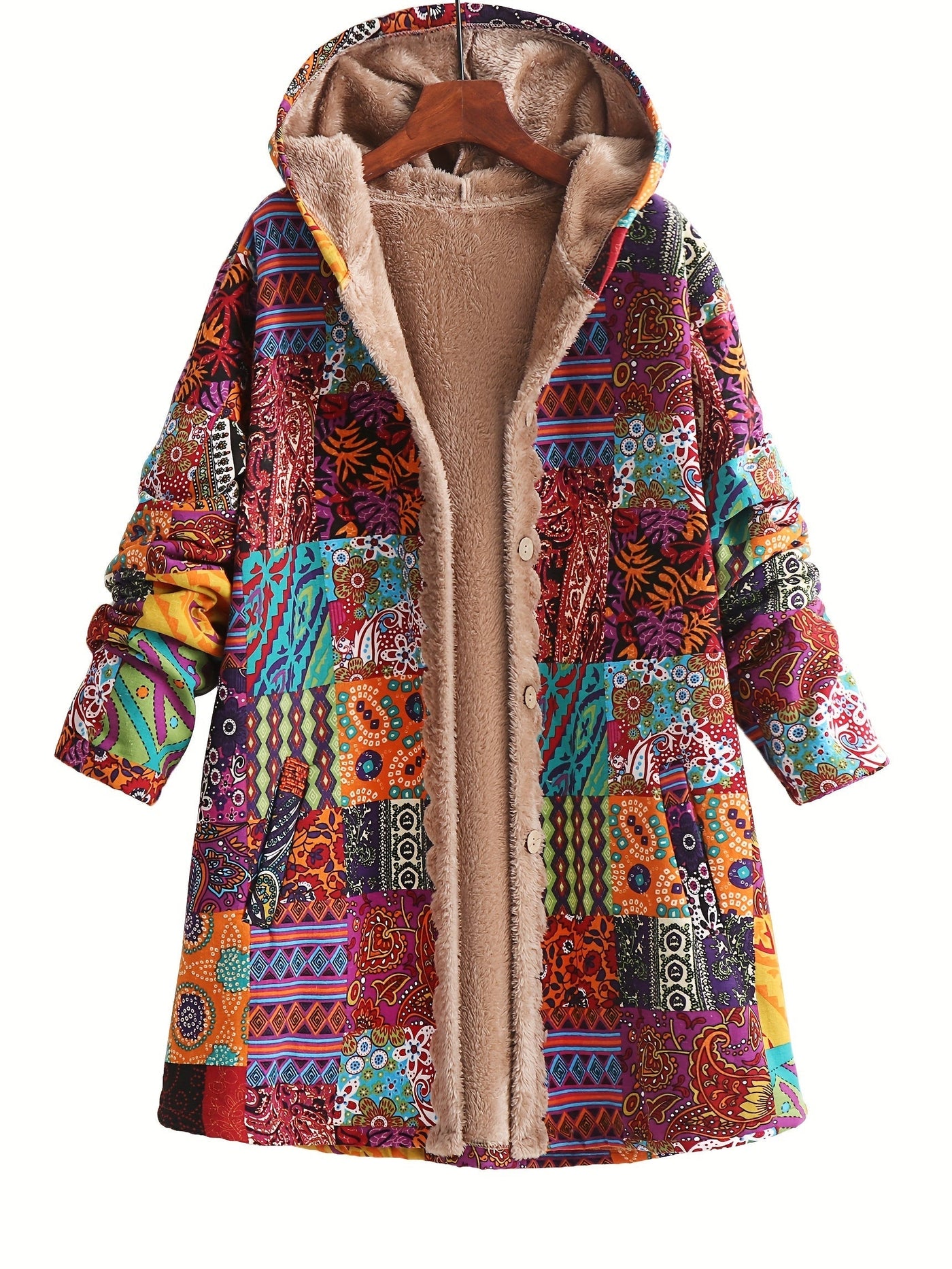 Maribel | Patchwork Coat Boho Hooded Winter Jacket