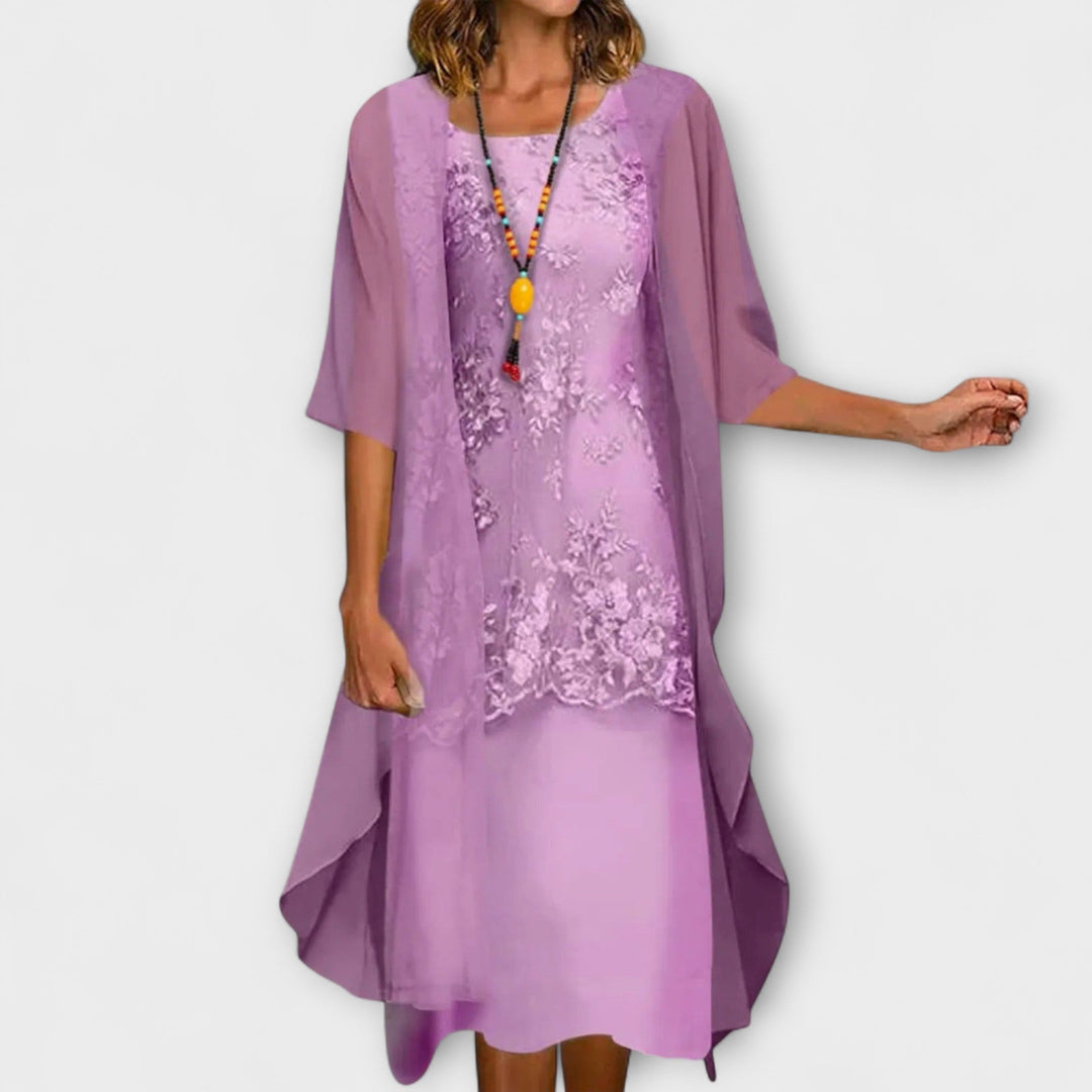 Janelle | Elegant Chiffon Set with Tummy Coverage