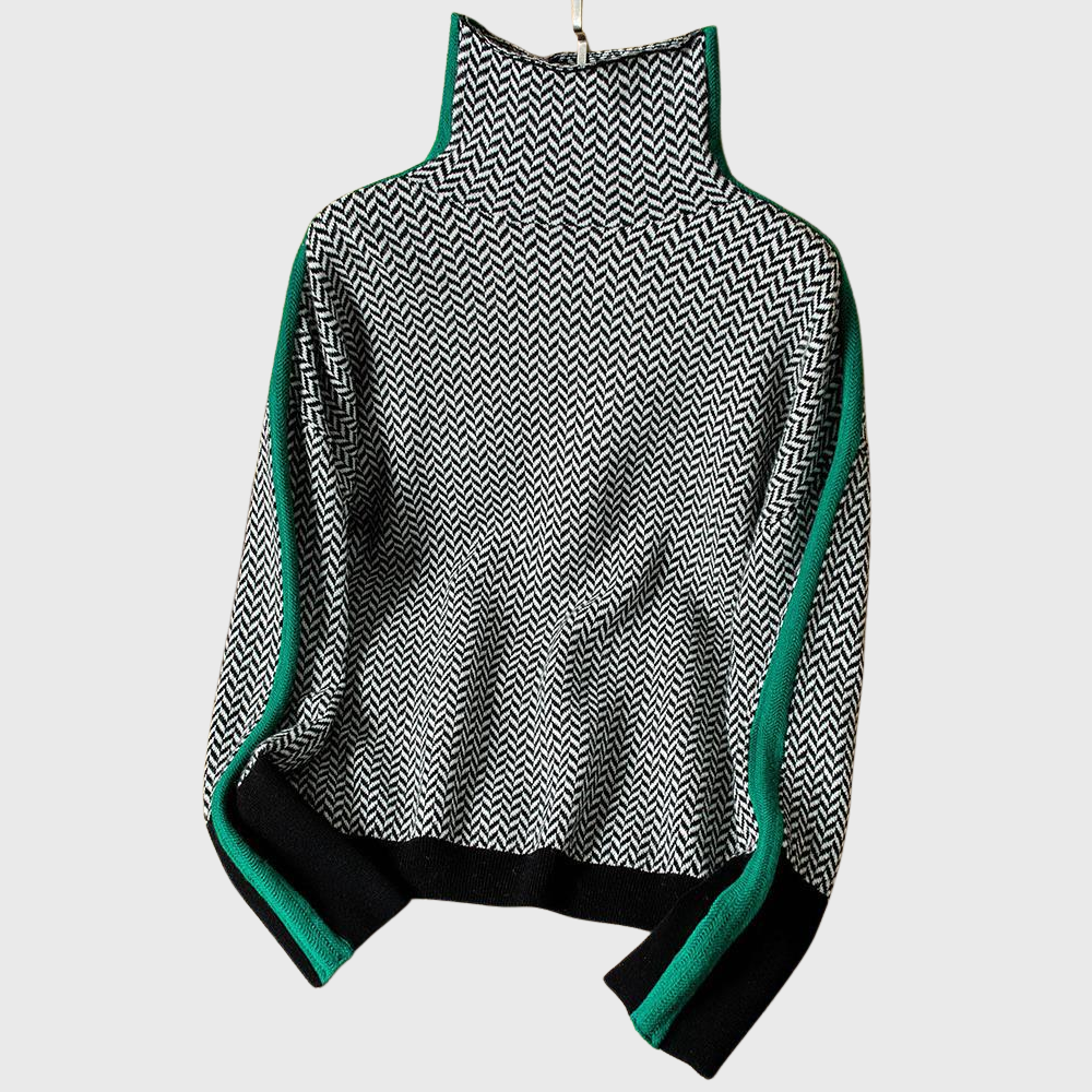 Kinga | Striped Sweater with Elegant Turtleneck