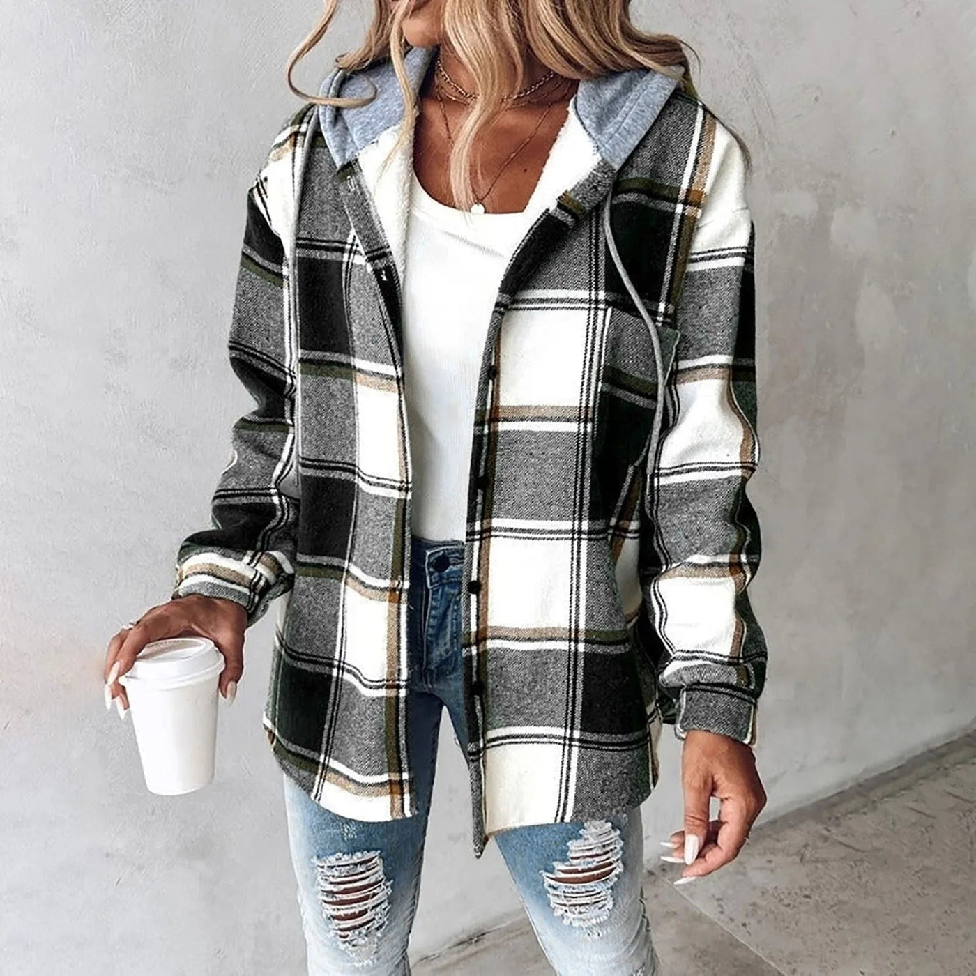 Mirelda | Cozy Plaid Hoodie Jacket