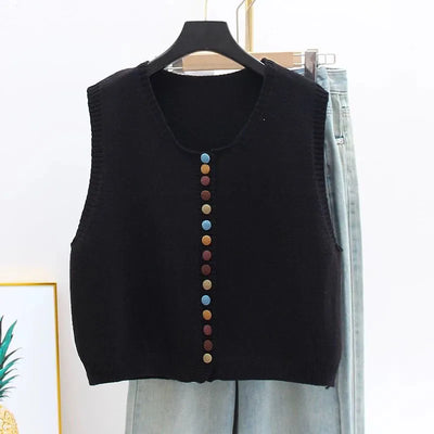 Maribel - Color-Button Knit Vest