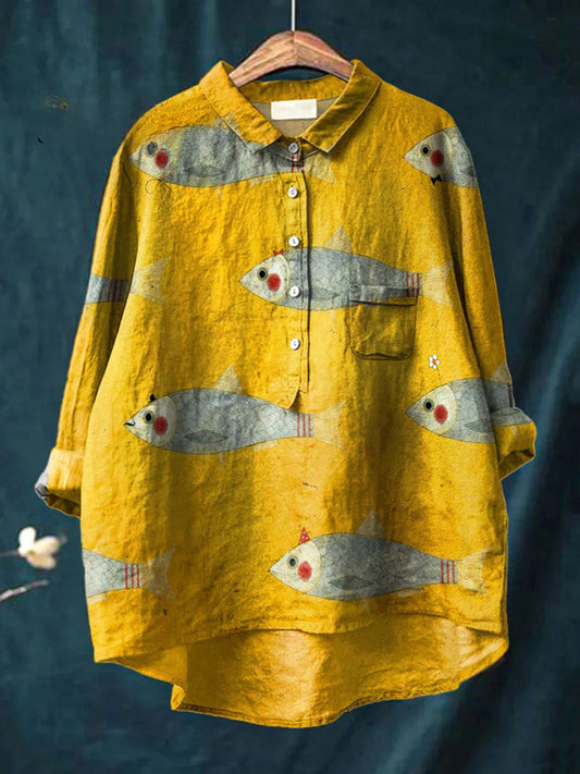Marina | Playful Fish Print Shirt