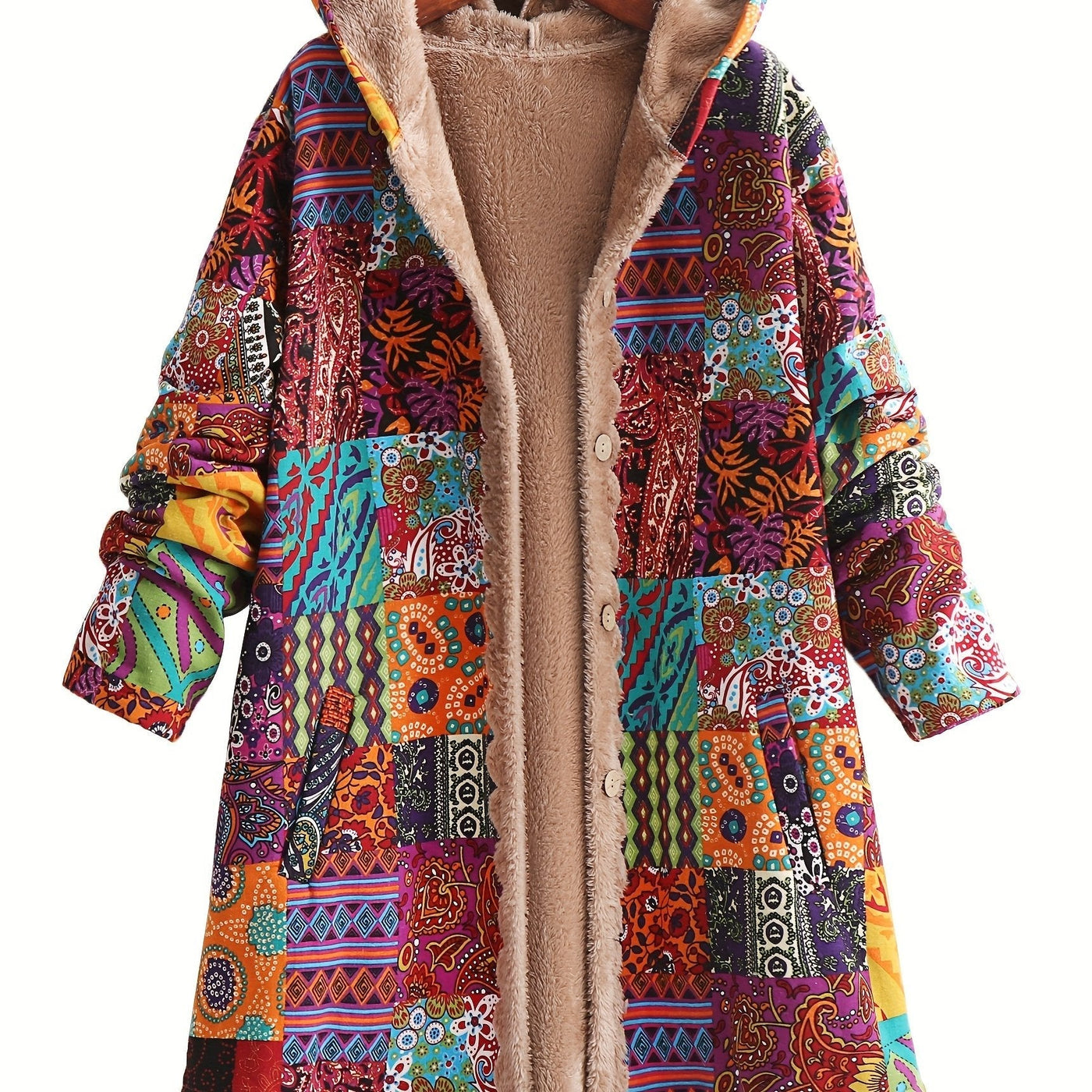 Maribel | Patchwork Coat Boho Hooded Winter Jacket