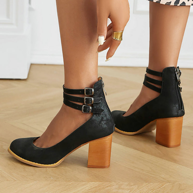 Sophia | Ankle Strap Chunky Heel Sandals
