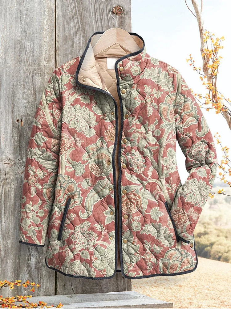 Ava | Women's Casual Quilted Jacket with Vintage Floral Print