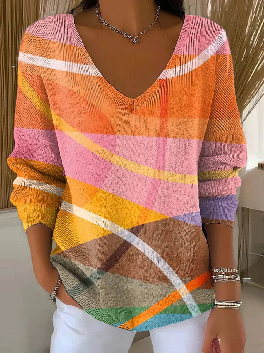 BENEDETTA | MULTICOLORED KNIT V-NECK SWEATER
